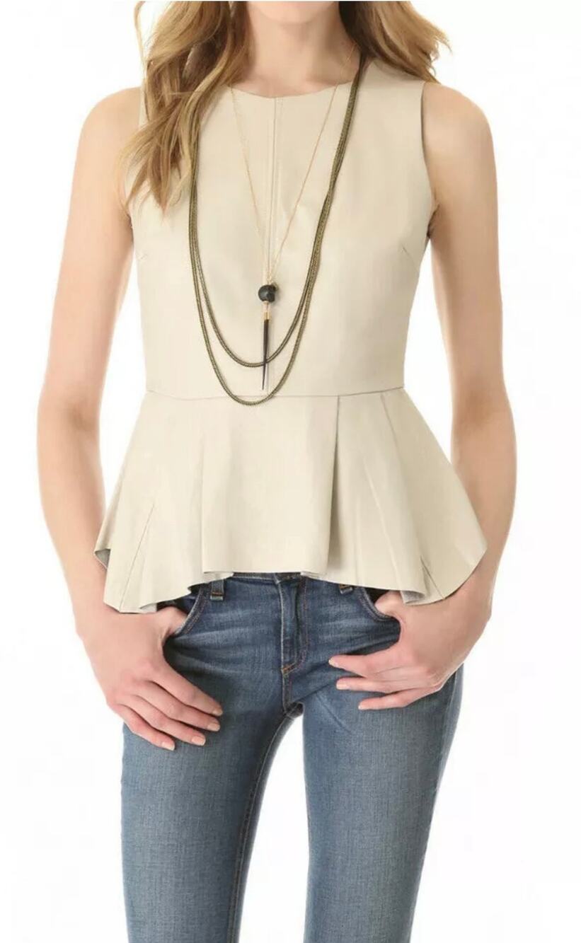 PJK Patterson J. Kincaid Erin Pleated Leather Top Coral - Size small - OF